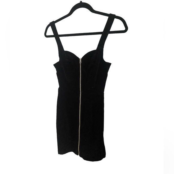 H&M Divided Black Faux Suede Full Zip Overall Mini Dress Size 2 - Picture 2 of 5